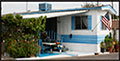 blue and white mobile home